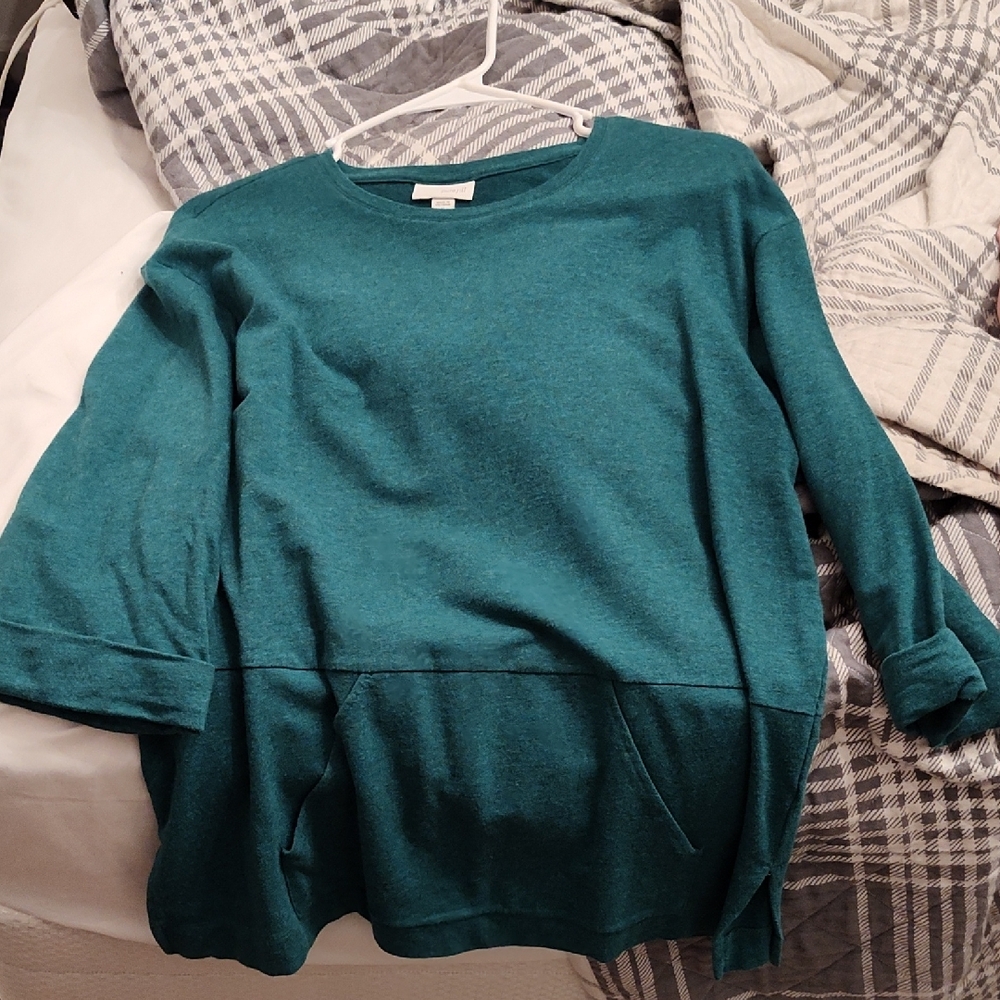 Pure Jill Women's Medium Petite Scoop Neck 3/4 Sleeve French Terry Sweatshirt